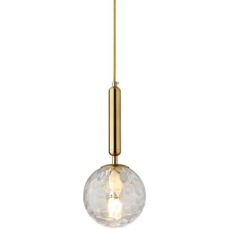 Nordisk moderne minimalistisk lysekrone glasskule taklampe enkelt hode hengende loft lysekrone soverom (transparent vannbølge)