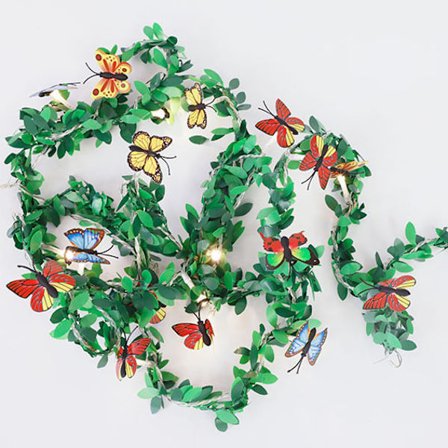 LED-ljusslinga med rottingfjäril för Thanksgiving, jul, solenergi, USA
