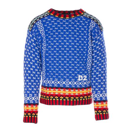 Dsquared2, Round-neck Knitwear Blauw, Heren, Maat:M