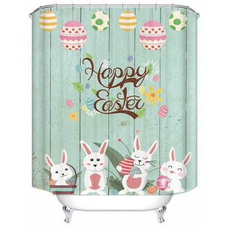 Äggskal Kanin Duschdraperi, med 12 Plastkrokar