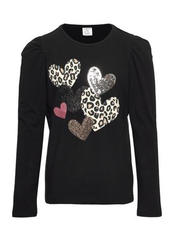 Top L S Leo And Sequin Appliqu T-shirts Long-sleeved T-shirts Musta Lindex