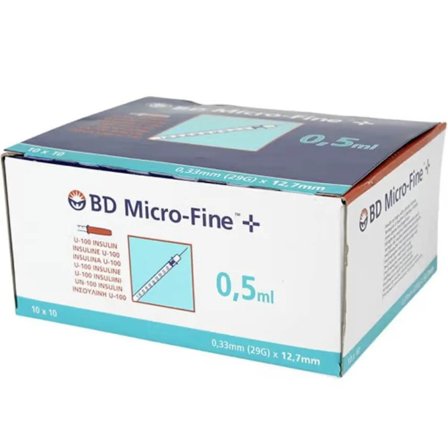 BD Micro-Fine U-100 insulinsprøyte 0,5 ml 0,33 x 12,7 mm 100 stk