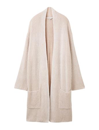 Knit Striped Rib Cardigan Strikkegenser Cardigan Beige Tom Tailor*Betinget Tilbud