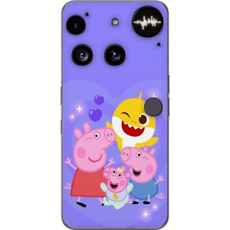 Kompatibel Mobilcover til Nothing Phone (3) Peppa Gris mønster med hjerter, sommerfugle og venner, lyserød baggrund i bløde børneillustrationer