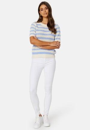 SELECTED FEMME Alby SS Knit O-Neck Birch Stripes:BLUE H XS Birch Stripes:BLUE H Topper & T-shirts Dam