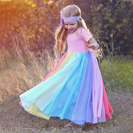 Princess Klänning Girls Rainbow Gowns Klänning 90 Cm