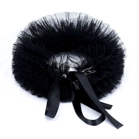 Falsk Krage, Avtagbara Kragar Svart Gotisk Volang Halv Falsk Skjorta Blus Krage, Dramatisk Tyll Plisserad Halskrås för Kvinnor Flickor Cosplay 