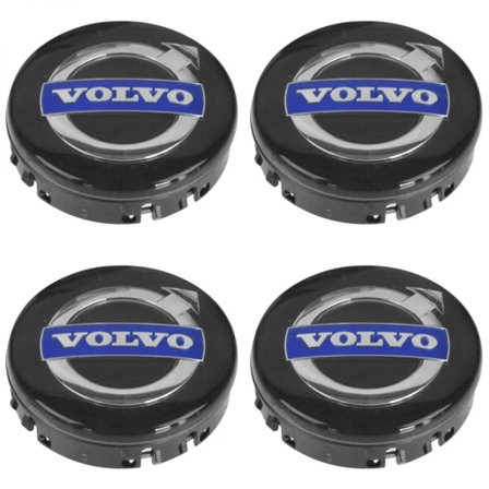 Volvo03 - 64MM 4-pak Senterkopper Volvo Sølv one size