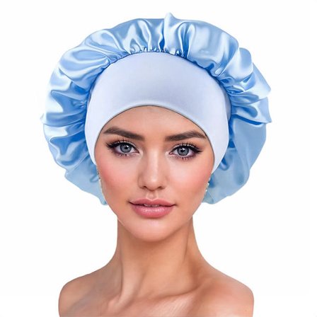 Sovmössa Skyddar Håret, Satin sovmössa med bred brätte (Himmelsblå)