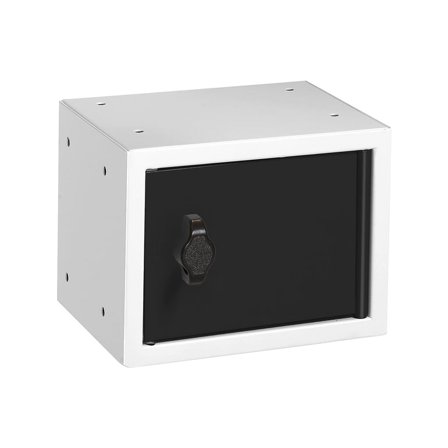 Verdiskap, sort dør, hvit stamme, 150x200x150 mm, hasp for hengelås