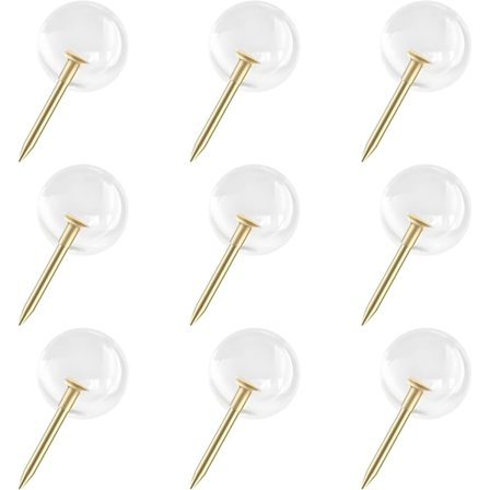 150 stk. store guld push-pins 3/8" runde hoveder stål guld push-pins med klare plastik runde hoveder push-pins til fotos plakater dokumenter