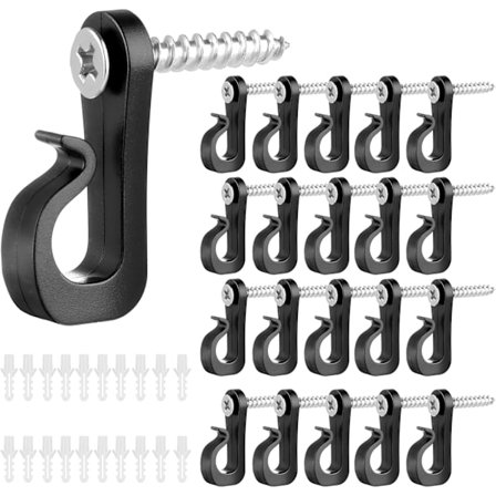 20 stk. kroge til udendørs lyskæder clips, klæbende kroge Heavy Duty kabelklips kroge til lysledning, julelyskroge clips til ophængning af fe lys 