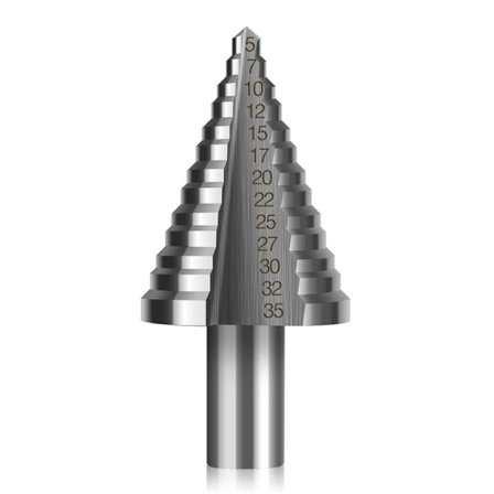 HSS Trinnbor, Dobbel Sporet Senkebor Trinnbor (5mm-35mm) med Titanbelegg 13 Trinn Metallbor - Bor og Senkebor for M