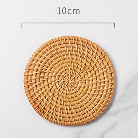 Rund flätad bordsunderlägg Halkfri, värmebeständig tvättbar naturlig vävunderlägg