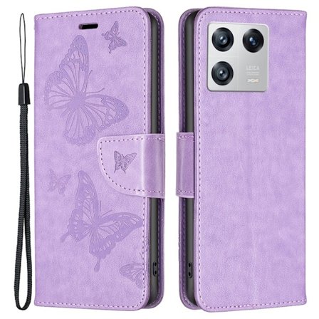 Butterfly läder Xiaomi 13 fodral - Lila