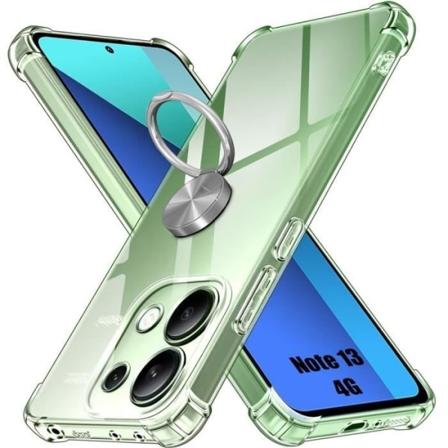 Etui til Xiaomi Redmi Note 13 4G (ikke til 5G) med sølv roterende ringholder