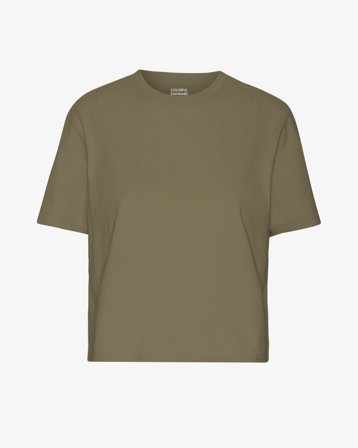 Organic Boxy Crop Tee - Dusty Olive XL