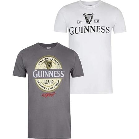 Guinness Logo T-shirt För Män (förpackning Om 2) S Vit/grå