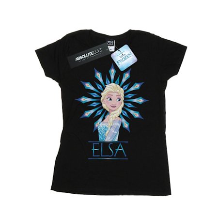 Disney Dam/Kvinnor Frozen Elsa Snöflinga Bomull T-shirt M Svart