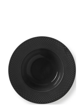 Lyngby Porcelæn | Rhombe Earth Dyb Tallerken Ø24.5 Cm Slate | Ø 24.5 CM