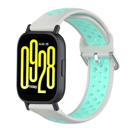 Armband för Xiaomi Redmi Watch 5 Active/watch 5 Lite 22mm Tvåfärgat Andningsbart silikonarmband (grå grön)
