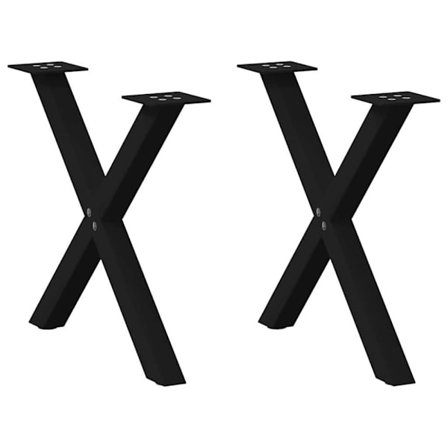 Soffbordsben X-formade 2 st svarta 50x(42-43) cm stål