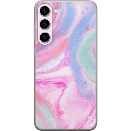 Yhteensopiva Puhelinkuori Samsung Samsung Galaxy S23+ Abstrakti pastellin värinen marmoritaide, jossa on nestemäinen akryyli vaikutus pinkissä, sin