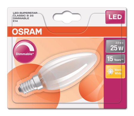 OSRAM LED-pære Superstar Classic 2,8W 2700K 250lm E14 Dimbar