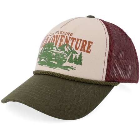 Wild Spirit - Beige trucker Keps - Off-road Exploration Gb Stone/Burgundy/Olive Canvas A-frame Trucker @ Hatstore