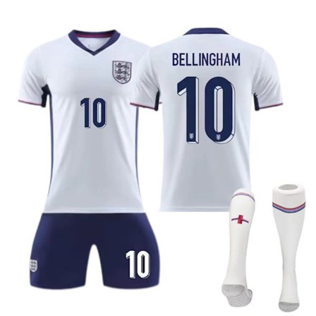 Store Black Friday-tilbud! Fotballdrakt Barn UEFA Euro 2024 England Hjemmedrakter Barn Bellingham NO.10 sett