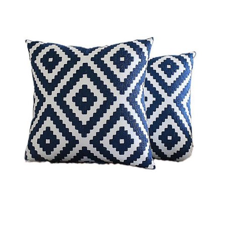 Kirjailtu koristetyynynpäällinen 2 kpl, korostustyynyt, heittotyynyt, sisätyynyjä ei sisälly, 18x18 (sininen)