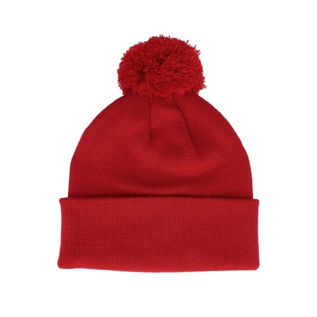 Beechfield - Rojo pom Beanie - Original Pom Pom Classic Red Beanie @ Hatstore