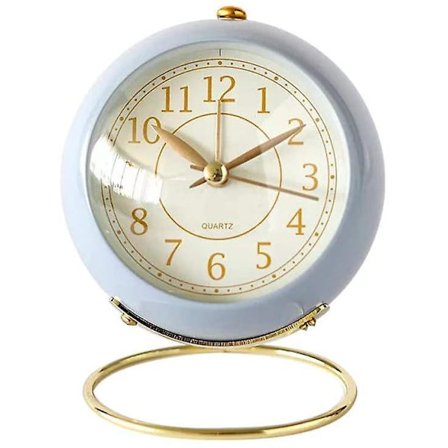 Klassinen äänetön pöytäkello taustavalolla, paristokäyttöinen pöytäkello HD-lasilla