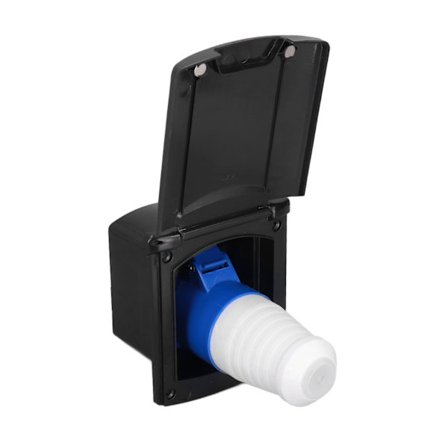 32A 220V-250V RV extern uttag för eluttag 3-stifts uttag Vattentät inbyggd montering för husbilar SläpvagnSvart