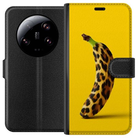 Yhteensopiva Lompakkokotelo Xiaomi Xiaomi 13 Ultra Banaani leopardikuvioilla keltaista taustaa vastaan luovassa ja leikkisässä suunnittelussa
