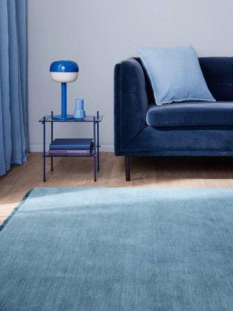 Monocromatico Piccolo Handloom Fringes Tappeto - Blu Chiaro 100X160 Lana, In Stile Moderno