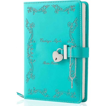 Flickdagbok med lås och nyckel, hjärtformad läderdagbok med lås, hemlig dagboksanteckningsbok