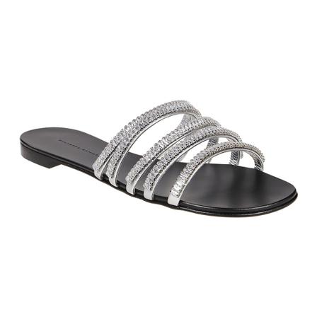 Giuseppe Zanotti, Sandal Michela Grijs, Dames, Maat:39 EU,Zilver,diagonale strepen
