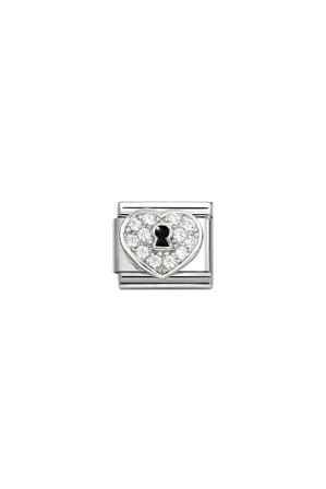 Symbols 925 Sterling Silver & CZ Heart Padlock White