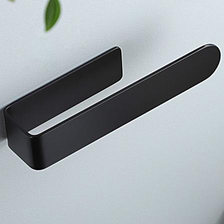 Käsipyyheteline lyhyt (musta) Itsekiinnittyvä - Pyörivä pyyhepidike Ruostumattomasta teräksestä valmistettu pyyheteline kylpyhuoneeseen