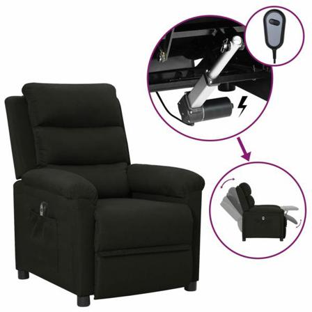 Vidaxl Elektrisk Reclinerfåtölj Svart Tyg Svart
