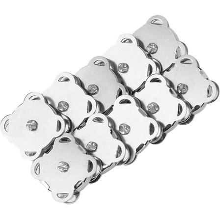 Metallmagnet Spänne Magnetväska Spänne Snäppfästen Knappar Gör-det-själv Klädväska Tillbehör (18,5 mm ljus handsydd magnetknapp) silver 10 st