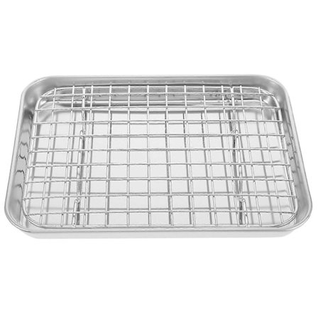 1 Set Bakplåt med Galler Ugn Bakplåt Rostfritt Stål Bakplåt Bakverktyg_yux
