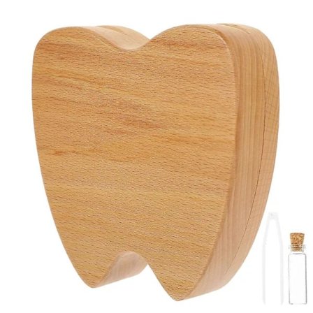 Tandæske til spædbørn Trætandæske til børn Unik form Lysbrun farve Magnetisk lukning 1 sæt