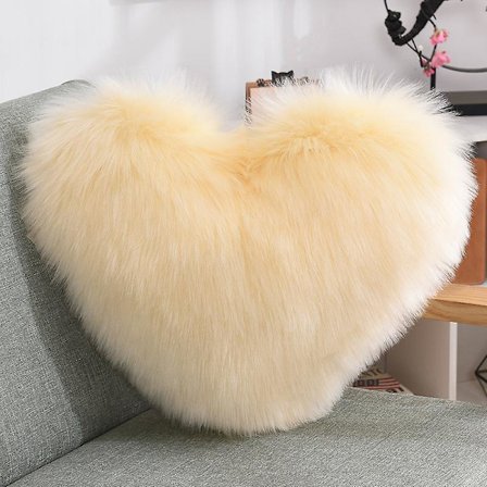 Fluffig Hjärtkudde, Fluffig Konstgjord Pälskudde Med Inlägg, Hjärtformad Soffa Kudde För Soffa Sovrum Vardagsrum Vit Kuddfodral, 40x50cmBY