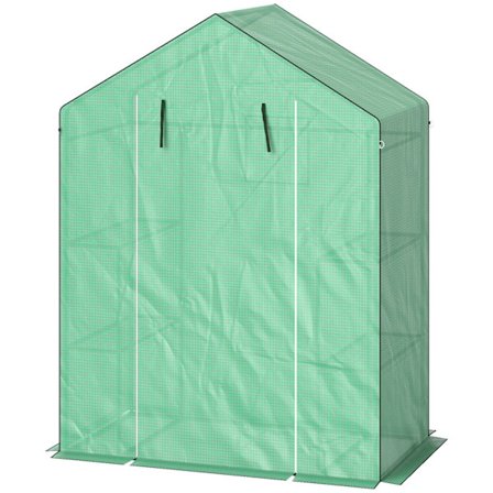 Rootz walk -in växthus med hyllor - Mini -Greenhouse - UV -resistent - Optimal temperaturkontroll - 143L x 74B x 190H cm