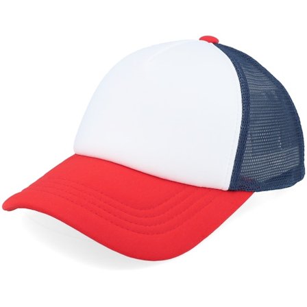 Beechfield - White - trucker - Cap - White/Navy/Red Foam Retro A-Frame Trucker - Hatstore
