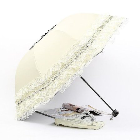 Sööt Umbrellas Manuaalinen Kaunis Musta Liima Paksuuntunut Pitsi Sateenvarjo Vinyl Auringonvarjo 8 Luuta