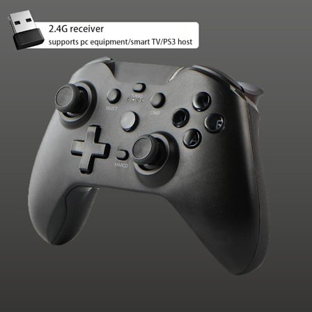 Svart trådløs kontroller med mottaker BLUEKAKA for Nintendo Switch, kompatibel med Switch Pro OLED/Lite/Steam/Android/iOS spillkonsoll med 6 A