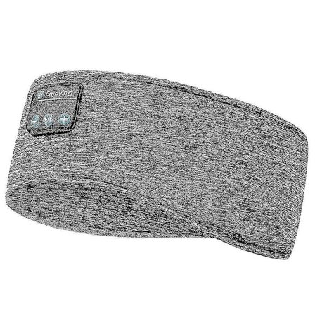 Søvnøye maske med Bluetooth 5.0 hodetelefoner Myk elastisk komfortabel pannebånd Asmr sovebånd 10 timer musikk grå